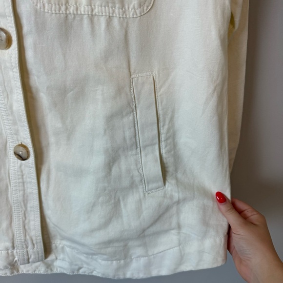 NWT Loft Cream Oversized Button Shacket Shirt Jacket - Picture 6 of 9